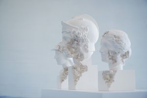 Right: [Daniel Arsham][0], Quartz Eroded Young Woman with Blindfold (2021). White quartz, selenite, hydrostone. 30 x 17 x 19 cm. Courtesy the artist, Perrotin, and UCCA Center for Contemporary Art.


[0]: https://ocula.com/artists/daniel-arsham/